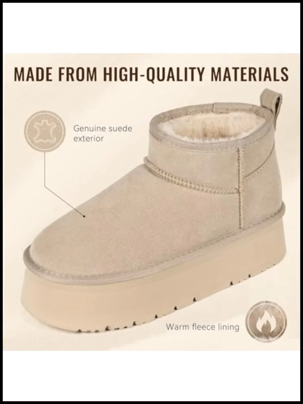 Genuine Suede Ankle Platform Boots Women Winter Snow Boots Faux Fur Lining